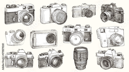 Vintage camera collection illustration