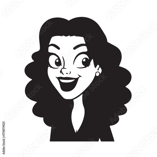 Beautiful Woman in Formal Dress Black and White Illustration Vector Art Design