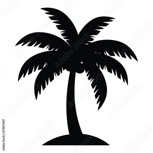 Silhouette of a tropical palm tree evoking summer vacation and beach getaways silhouette