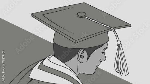 Graduation cap academic achievement education success graduate profile commencement ceremony student success academic gown thoughtful graduate graduation illustration success symbol ach.