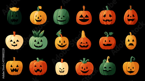 Various Halloween pumpkins collection