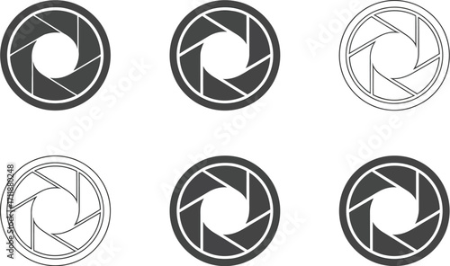 Set of camera aperture icons representing photographic settings and precision
