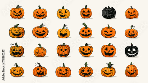 Various Halloween pumpkins collection