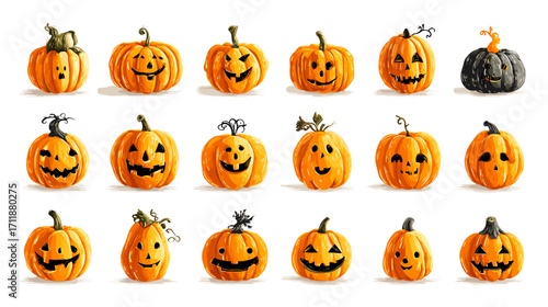 Various Halloween pumpkins collection