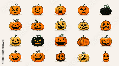 Various Halloween pumpkins collection