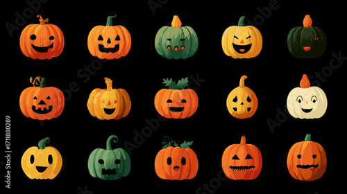 Various Halloween pumpkins collection