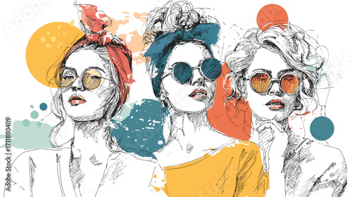 Stylish women illustration collection