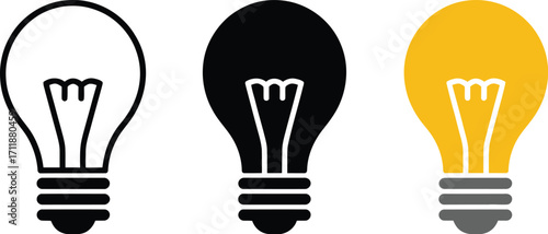 Three distinct light bulb icons representing ideas, innovation, and inspiration.