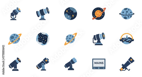 Explore the cosmos with these charming planets and telescopes for your next educational project or astronomical design