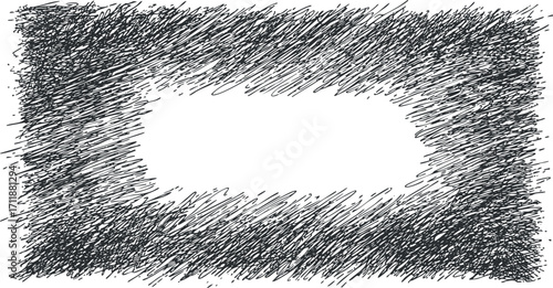 A hand-drawn sketch featuring a textured border surrounding a blank central area for creativity.