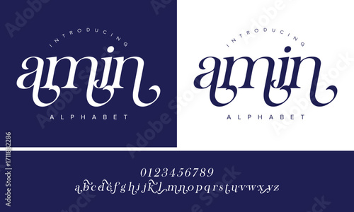 Elegant Amin Alphabet Modern Stylish Decorative Font Design