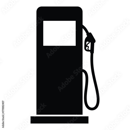 Simple black silhouette of a modern gas pump icon for fueling and transportation silhouette