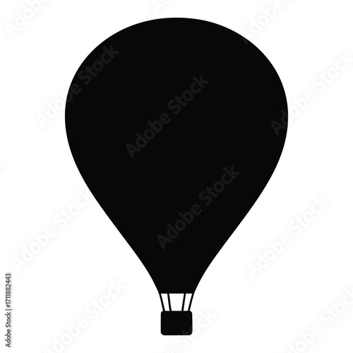 Iconic black silhouette of a hot air balloon ready for adventure and travel silhouette