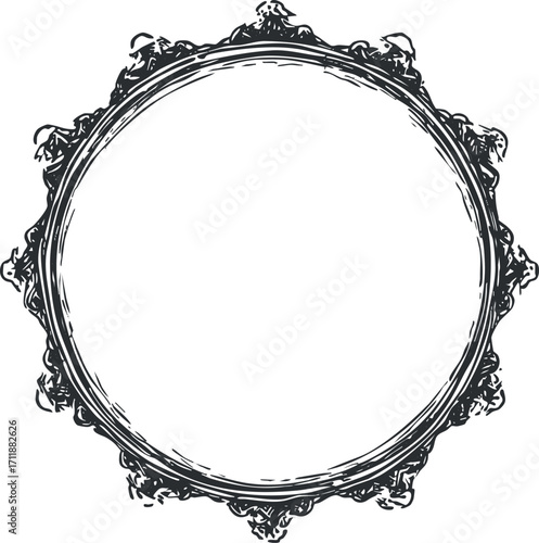 A vintage ornate round mirror frame with intricate detailing for elegant home decor.
