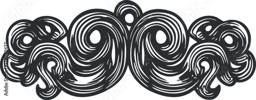 Elegant decorative ornament featuring intricate swirls and curls for artistic design applications.