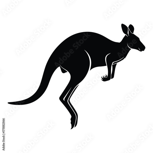 Silhouette of a kangaroo in motion ready for design applications silhouette
