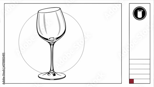 Wine glass glassware stemware drinkware beverage crystal elegant sophisticated drinking glass goblet illustration design template menu restaurant bar cafe bistro alcohol wine.