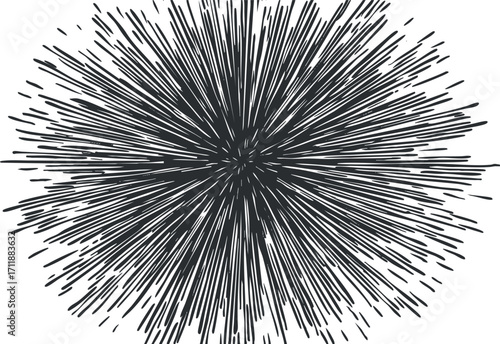 An abstract radial burst design featuring dynamic lines radiating outward in a starburst pattern.