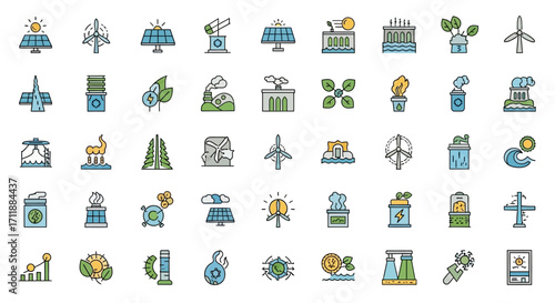 Sustainable energy icons showing renewable resources for a clean environment and future
