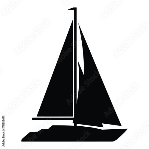 Sleek black silhouette of a modern sailboat on the water majestic ocean vessel silhouette