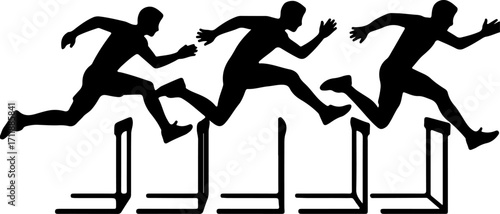 Hurdlers in Action A Silhouette of Athletic Competition