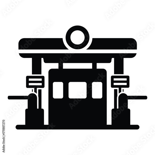 Classic gas station icon silhouette fueling station automotive service center pictogram silhouette