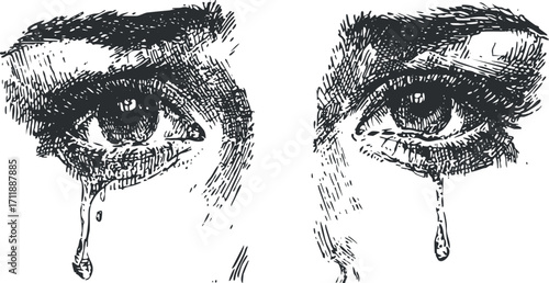 A poignant illustration of eyes with tears, conveying deep emotion and sensitivity.
