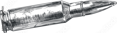 Detailed illustration of a bullet cartridge showcasing its design and structure for educational purposes.