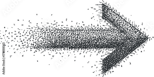 An abstract representation of motion with a particle arrow indicating direction and speed.