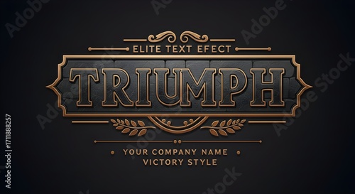 Vintage Gold and Black Metallic Text Effect Badge Logo Template on Dark Background