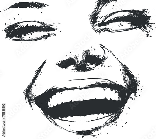 A creative and abstract illustration of a smiling face conveying joy and happiness.