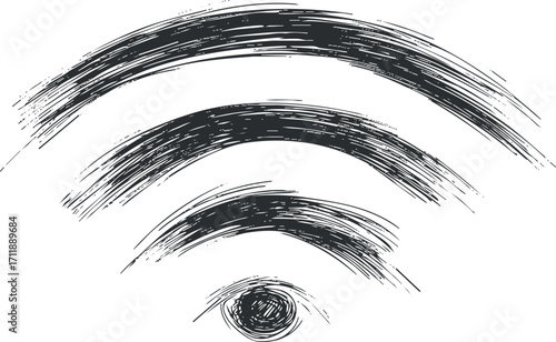 Stylized illustration of wifi signal waves representing wireless internet connectivity and communication