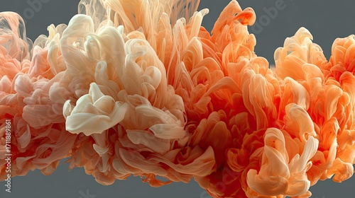 Abstract ink swirling in peach and orange hues