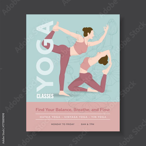 Two Yoga Poses for a Yoga Classes Poster