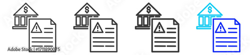 Underwriting process icon set collection in creative outline style for refinance with multiple thickness variations for financial web design elements and UI resources