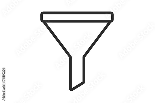 Funnel icon outline symbol. Filter, sort, and process data. Sales funnel for marketing and lead generation. Vector pictogram for UI, UX, web design. Conversion concept.