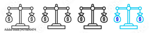 Financial stability icon set collection in creative outline style for refinance with multiple thickness variations for financial web design elements and UI resources