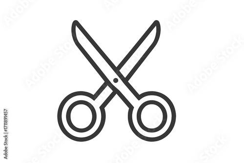 Scissors line icon for graphic design. Minimalistic linear pictogram of a cutting tool. Vector symbol for web, apps, and cards. Barber, tailor, or office stationery sign.