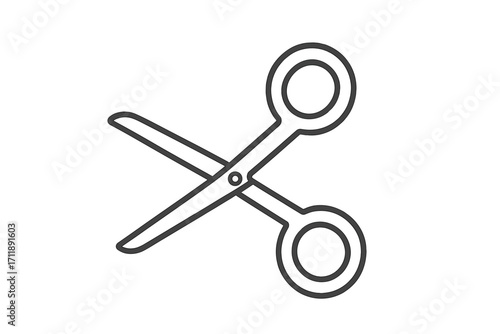 Scissors thin line icon for graphic and web design. Vector symbol of a cutting, crafting, or hairdressing tool. Minimalist pictogram for apps, banners, and social media.