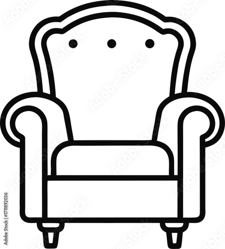 armchair, vector line art icon ,black and white , white background