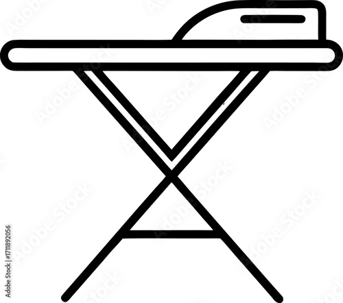 Ironing board, vector line art icon ,black and white , white background