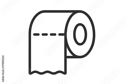 Toilet paper roll line icon. Vector illustration. Hygiene symbol. Bathroom tissue paper for sanitary purposes. Restroom household essentials. WC cleaning supply graphic.