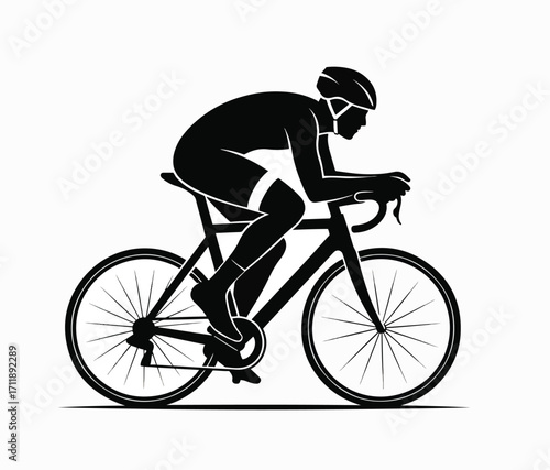 Sleek Cyclist on a Speedy Road Bike in a Dynamic Pose