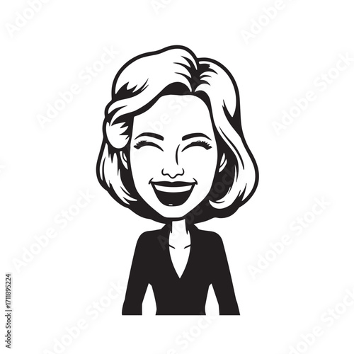 Beautiful Woman in Formal Dress Black and White Illustration Vector Art Design