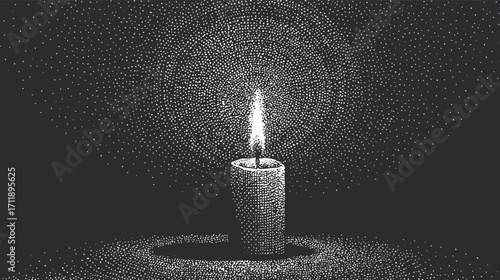 A beautifully lit candle casting a warm glow in a dark atmosphere, creating a serene ambiance.
