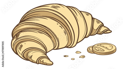 Delicious Croissant Pastry Bakery Illustration Food Design Breakfast Item Menu Graphic.