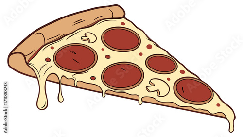 Delicious Pizza Slice with Melted Cheese and Pepperoni Topping.