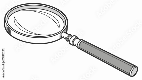 Magnifying Glass Handheld Lens Zoom Tool Search Icon Investigation Exploration Discovery Close-Up View Detail Examination Inspection Analysis Research Science Education Vector Illu.