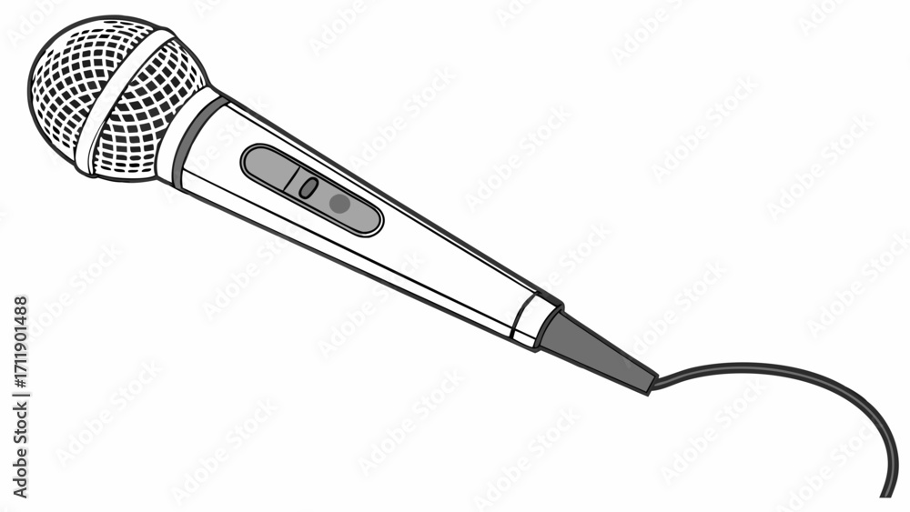 Obraz premium Microphone Illustration Dynamic Mic Audio Equipment Singing Podcast Voice Recording Sound Music Communication Technology Broadcast Interview Performance Studio Presentation Announc.