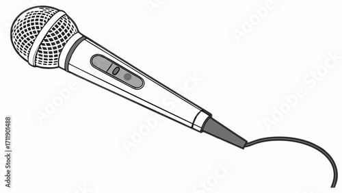 Microphone Illustration Dynamic Mic Audio Equipment Singing Podcast Voice Recording Sound Music Communication Technology Broadcast Interview Performance Studio Presentation Announc.